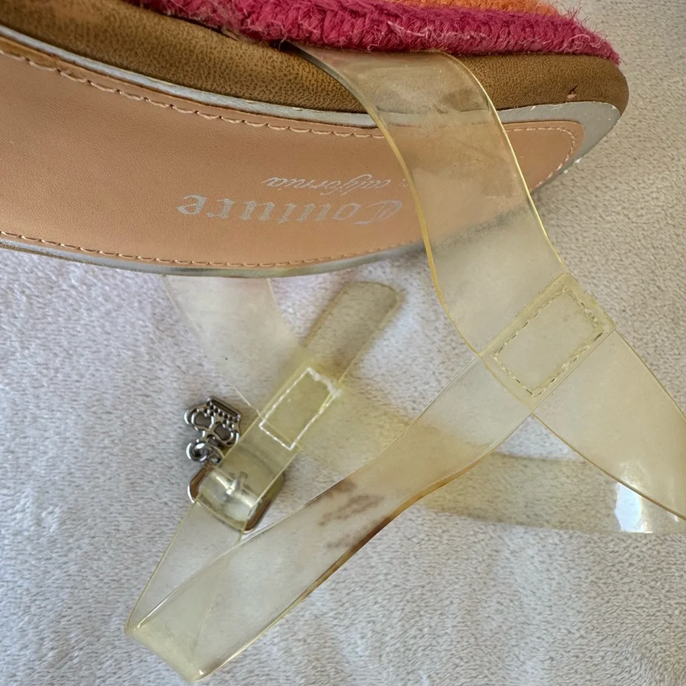 Juicy Couture Rainbow Espadrille Wedge Womens Sandals And Rhinestone Logo Sz 7.5
